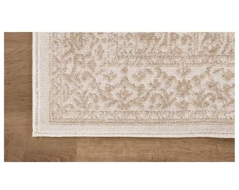 Athena Beige 6 ft. x 9 ft. Oriental Border Indoor Outdoor Patio Area Rug