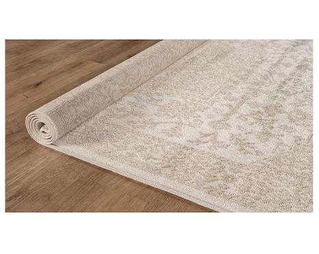 Athena Beige 6 ft. x 9 ft. Oriental Border Indoor Outdoor Patio Area Rug