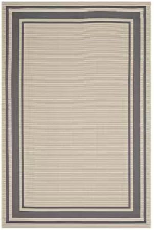 8 ft. x 10 ft. Rim Solid Border Borderline Indoor and Outdoor Area Rug in Gray and Beige