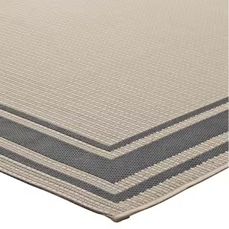 8 ft. x 10 ft. Rim Solid Border Borderline Indoor and Outdoor Area Rug in Gray and Beige