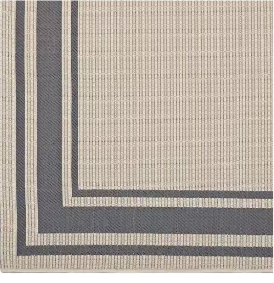 Rim Solid Border Borderline 8 ft. x 10 ft. Indoor and Outdoor Area Rug in Gray and Beige