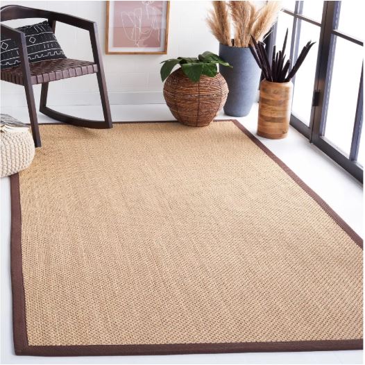 6'x6' Square Natural Fiber Trinidad Skid Resistant Power Loomed Indoor Area Rug - Maize/Brown - - Safavieh
