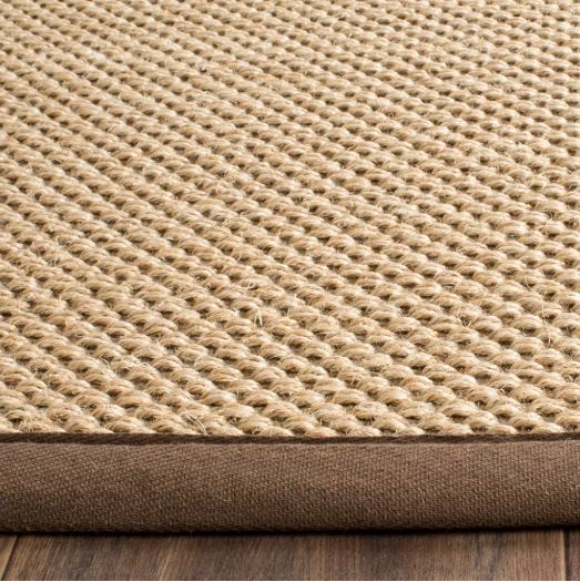 6'x6' Square Natural Fiber Trinidad Skid Resistant Power Loomed Indoor Area Rug - Maize/Brown - - Safavieh