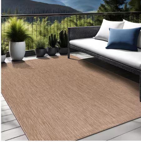 6 X 9 Jute Aloha Washable Solid Indoor Outdoor Area Rug