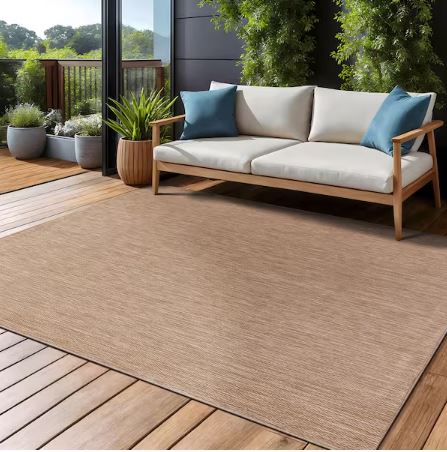 6 X 9 Jute Aloha Washable Solid Indoor Outdoor Area Rug