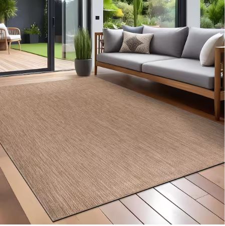 6 X 9 Jute Aloha Washable Solid Indoor Outdoor Area Rug