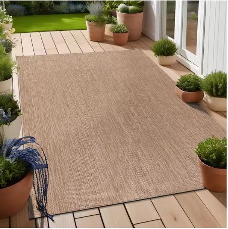 6 X 9 Jute Aloha Washable Solid Indoor Outdoor Area Rug