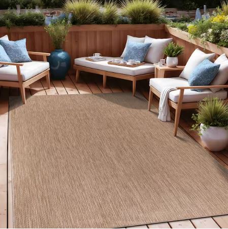 6 X 9 Jute Aloha Washable Solid Indoor Outdoor Area Rug
