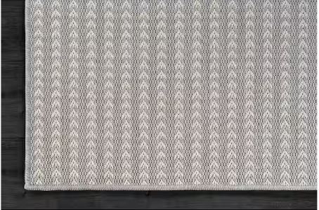 6 ft. x 9 ft. Arrow Gray Chevron Striped Washable Indoor Outdoor Area Rug