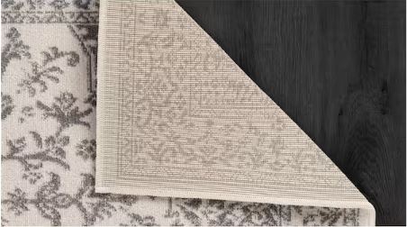 6 ft. x 9 ft. Athena Gray Rubber Back Washable Oriental Border Indoor Outdoor Patio Area Rug