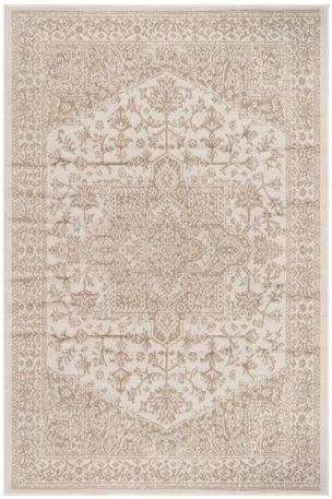 6 ft. x 9 ft. Athena Beige Washable Oriental Border Indoor Outdoor Patio Area Rug