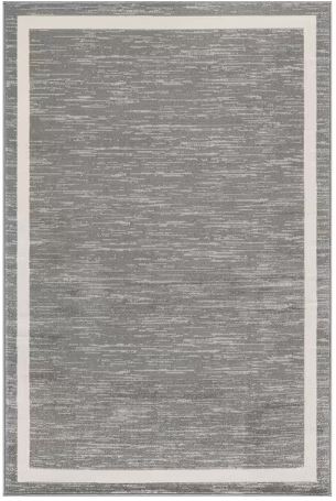 Aura Gray 5 ft. x 7 ft. Washable Modern Bordered Indoor Outdoor Area Rug