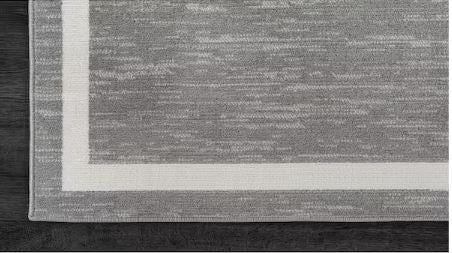 Aura Gray 5 ft. x 7 ft. Washable Modern Bordered Indoor Outdoor Area Rug
