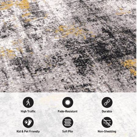 8 ft. ROUND Adare Contemporary Abstract Yellow Area Rug