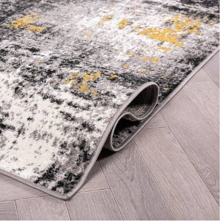8 ft. ROUND Adare Contemporary Abstract Yellow Area Rug