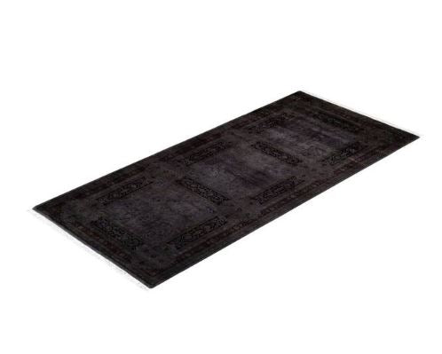 3 ft. 1 in. x 6 ft. Hand Made Hand Knotted Overdyed Gray Runner Wool Indoor Area Rug