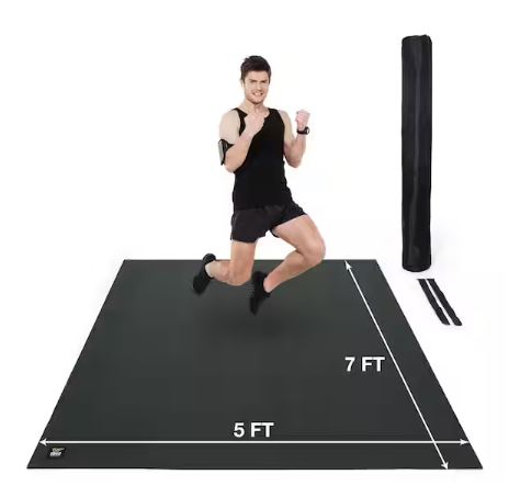 Black 60 in. W x 84 in. L x 7mm T Large Premium Vinyl Gym Flooring Mat Heavy-Duty Workout Mat Covers 35 sq. ft.