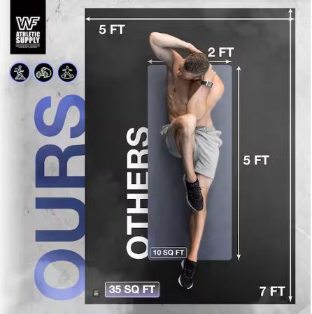 Black 60 in. W x 84 in. L x 7mm T Large Premium Vinyl Gym Flooring Mat Heavy-Duty Workout Mat Covers 35 sq. ft.