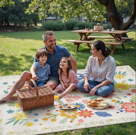Aloha Washable Rug Outdoor Floral, Non-Shedding & Easy to Clean, Ideal for Patio, Backyard, Mudroom