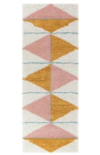 Levine Orange 3 ft. x 7 ft. Geometric Shag Runner Rug
