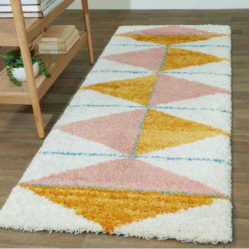Levine Orange 3 ft. x 7 ft. Geometric Shag Runner Rug