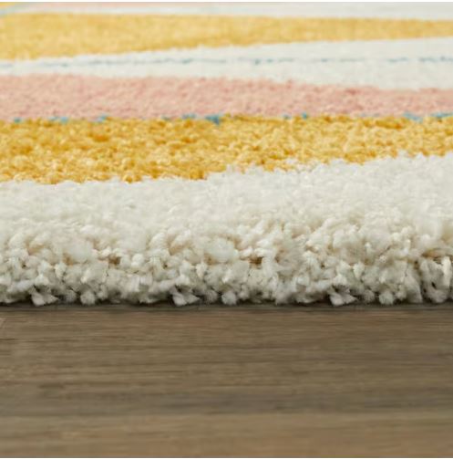 Levine Orange 3 ft. x 7 ft. Geometric Shag Runner Rug