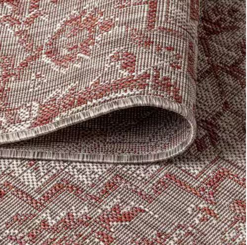 Estrella Bohemian Medallion Red/Taupe 3 ft. 1 in. x 5 ft. Textured Weave Indoor/Outdoor Area Rug