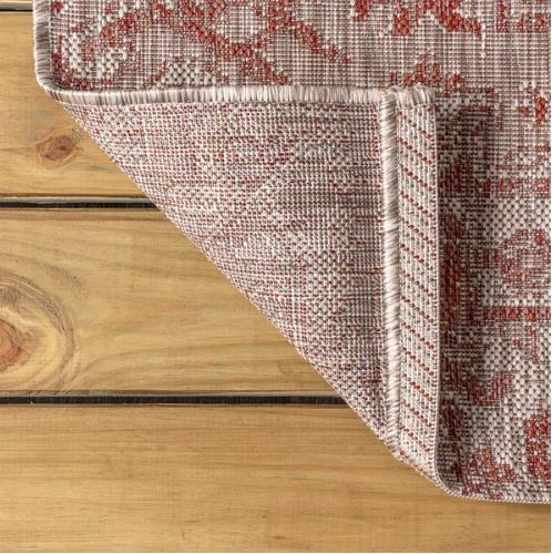 Estrella Bohemian Medallion Red/Taupe 3 ft. 1 in. x 5 ft. Textured Weave Indoor/Outdoor Area Rug