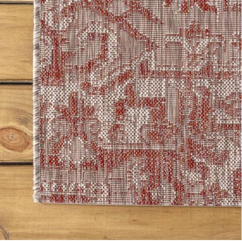 Estrella Bohemian Medallion Red/Taupe 3 ft. 1 in. x 5 ft. Textured Weave Indoor/Outdoor Area Rug