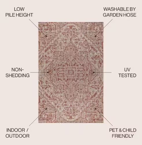 Estrella Bohemian Medallion Red/Taupe 3 ft. 1 in. x 5 ft. Textured Weave Indoor/Outdoor Area Rug