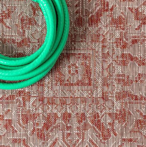 Estrella Bohemian Medallion Red/Taupe 3 ft. 1 in. x 5 ft. Textured Weave Indoor/Outdoor Area Rug