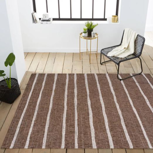 JONATHAN Y Colonia Berber Stripe Brown/Beige 3 ft. x 5 ft. Indoor/Outdoor Area Rug, Non-Shedding, Easy-Clean