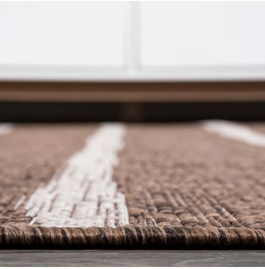 JONATHAN Y Colonia Berber Stripe Brown/Beige 3 ft. x 5 ft. Indoor/Outdoor Area Rug, Non-Shedding, Easy-Clean
