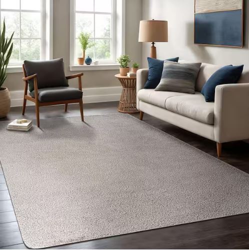 Silky Gray 3 ft. x 5 ft. Solid Plus Thick Pile Non Slip Easy Clean Non Shedding Modern Indoor Area Rug