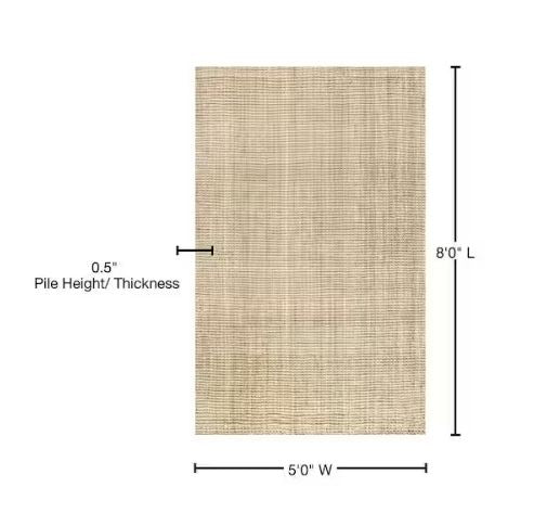 Hiro Hand Woven Chunky Jute Ivory 5 ft. x 8 ft. Area Rug