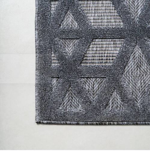 Talaia Neutral Geometric Dark Gray 5 ft. Round Indoor/Outdoor Area Rug