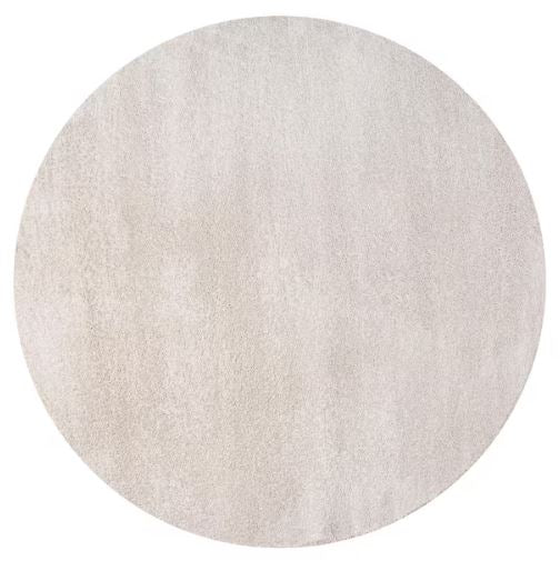 Haze Solid Low-Pile Ivory 5 ft. Round Area Rug