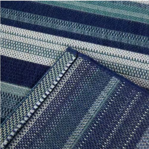Blue/White 5 ft. x 7 ft. Stripes Indoor/Outdoor Patio Area Rug