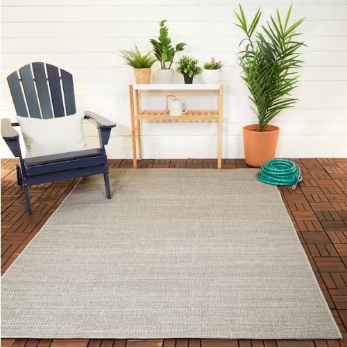 Woven Rope Cream 5 ft. x 7 ft. Indoor/Outdoor Patio Area Rug