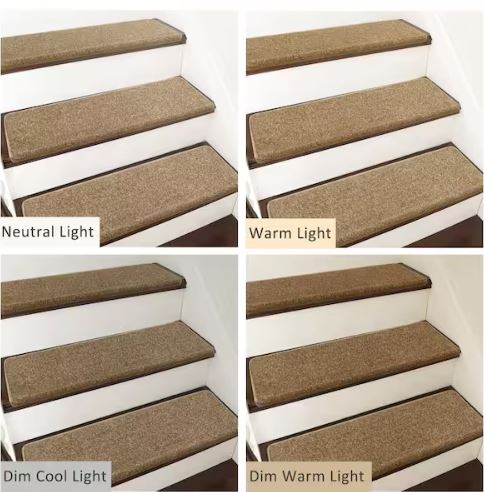 Camel 9.5 in. x 30 in. x 1.2 in. Bullnose Polypropylene Non-slip Carpet Stair Tread Cover With Landing Mat (Set of 15)