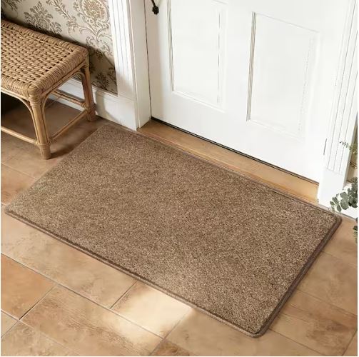 Camel 9.5 in. x 30 in. x 1.2 in. Bullnose Polypropylene Non-slip Carpet Stair Tread Cover With Landing Mat (Set of 15)