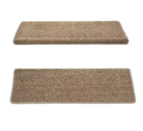 Camel 9.5 in. x 30 in. x 1.2 in. Bullnose Polypropylene Non-slip Carpet Stair Tread Cover With Landing Mat (Set of 15)