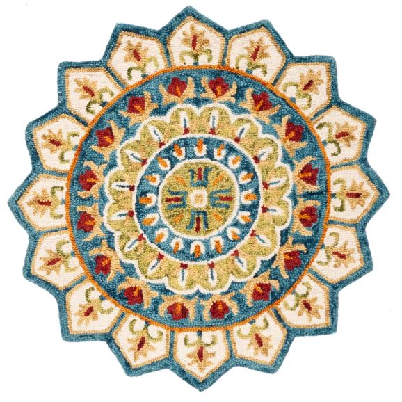 Novelty NOV605 Hand Tufted Indoor Area Rug - Ivory/Blue - 8' Round - Safavieh