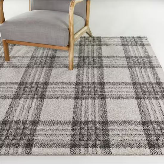 Monte Grey 8 ft. x 10 ft. Plaid Area Rug