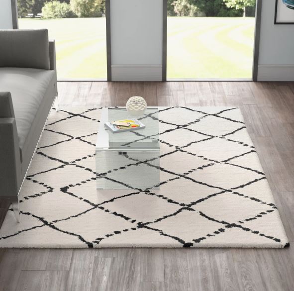 Lydon Soft Geometric Ivory/Black Indoor Area Rug