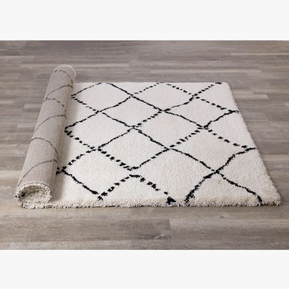 Lydon Soft Geometric Ivory/Black Indoor Area Rug