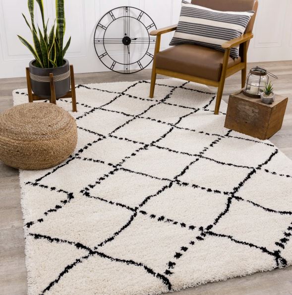 Lydon Soft Geometric Ivory/Black Indoor Area Rug