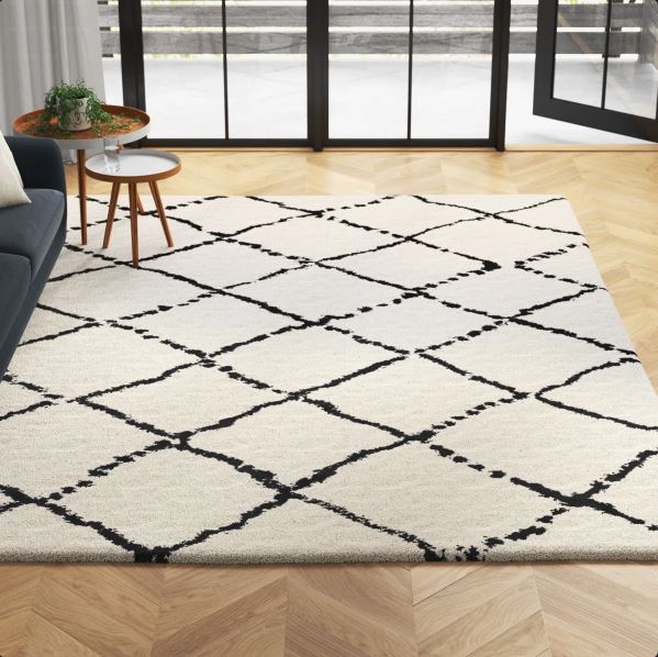 Lydon Soft Geometric Ivory/Black Indoor Area Rug