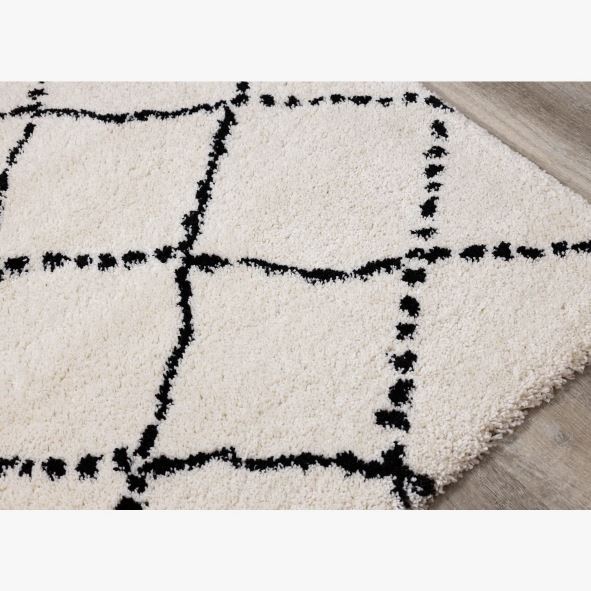 Lydon Soft Geometric Ivory/Black Indoor Area Rug