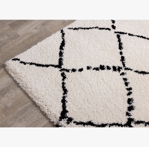 Lydon Soft Geometric Ivory/Black Indoor Area Rug